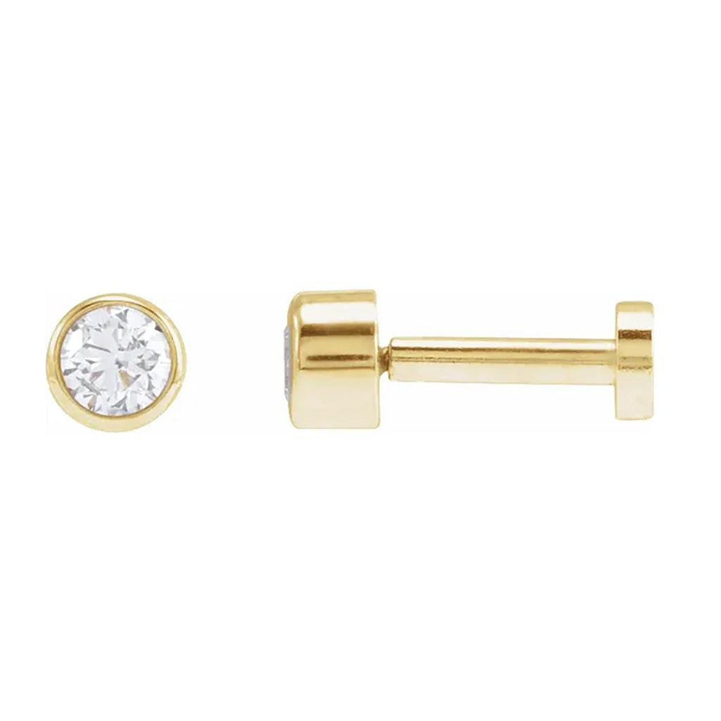 14K Gold Push Flat hotsell Back Diamond V Shape Earring