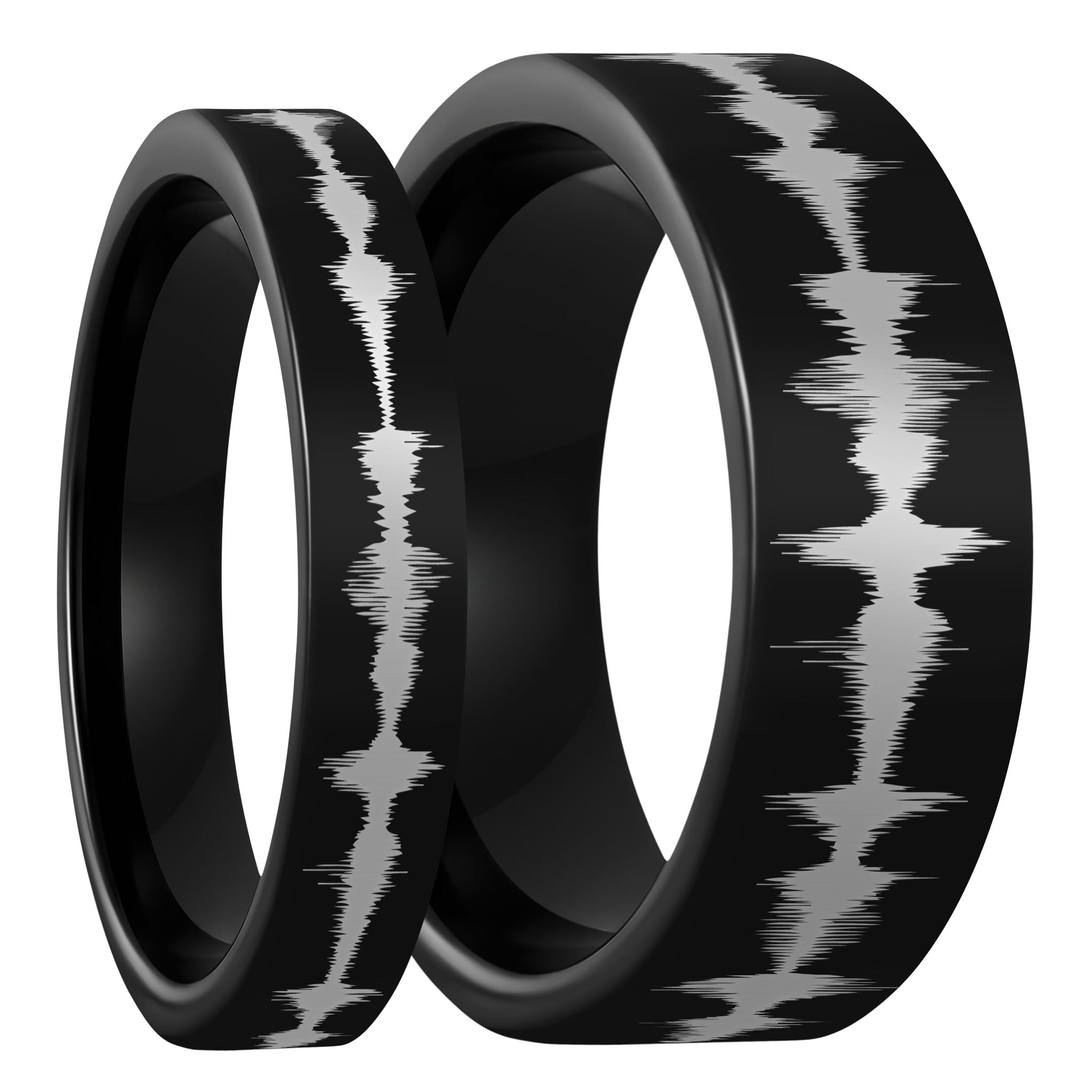 Custom Soundwave Black Tungsten Couples Matching Ring Set Vansweden Jewelers 5124