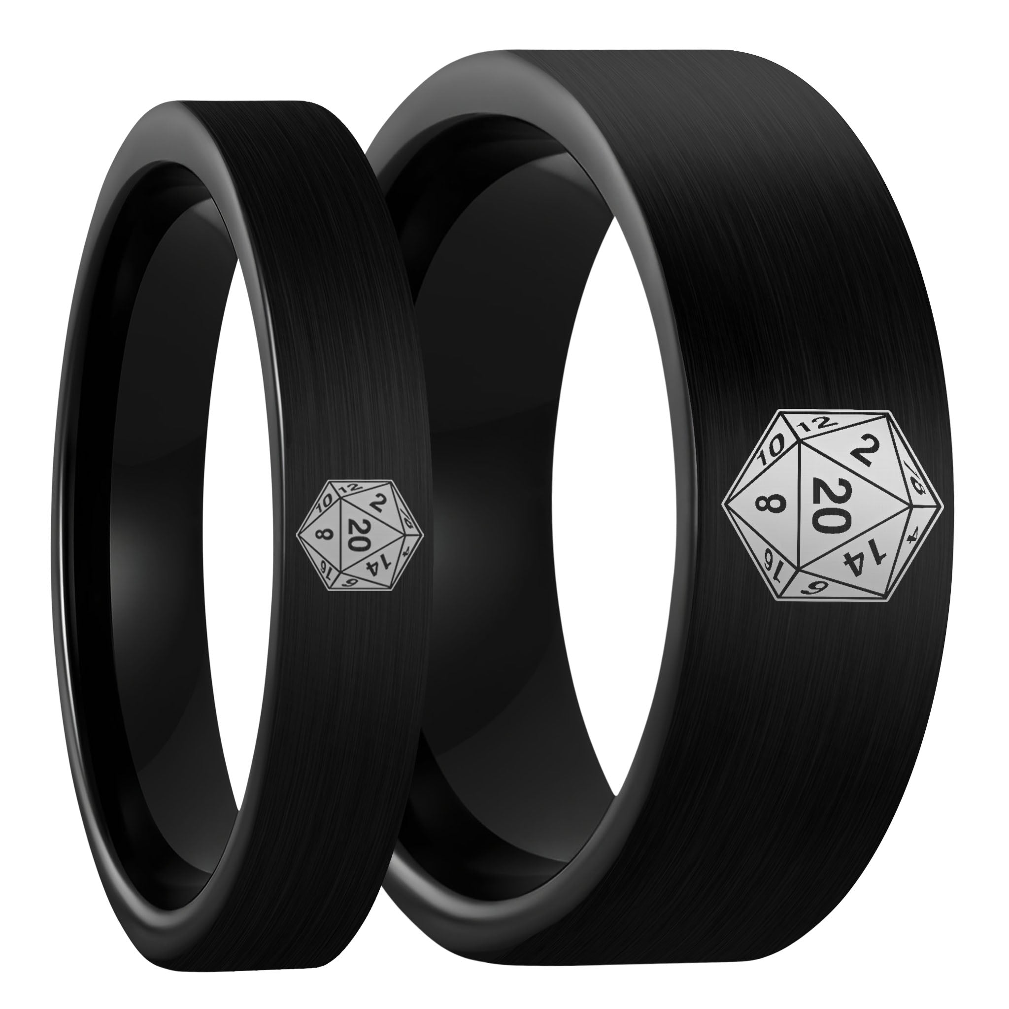 D20 Brushed Black Tungsten Couples Matching Wedding Band Set Vansweden Jewelers 7650