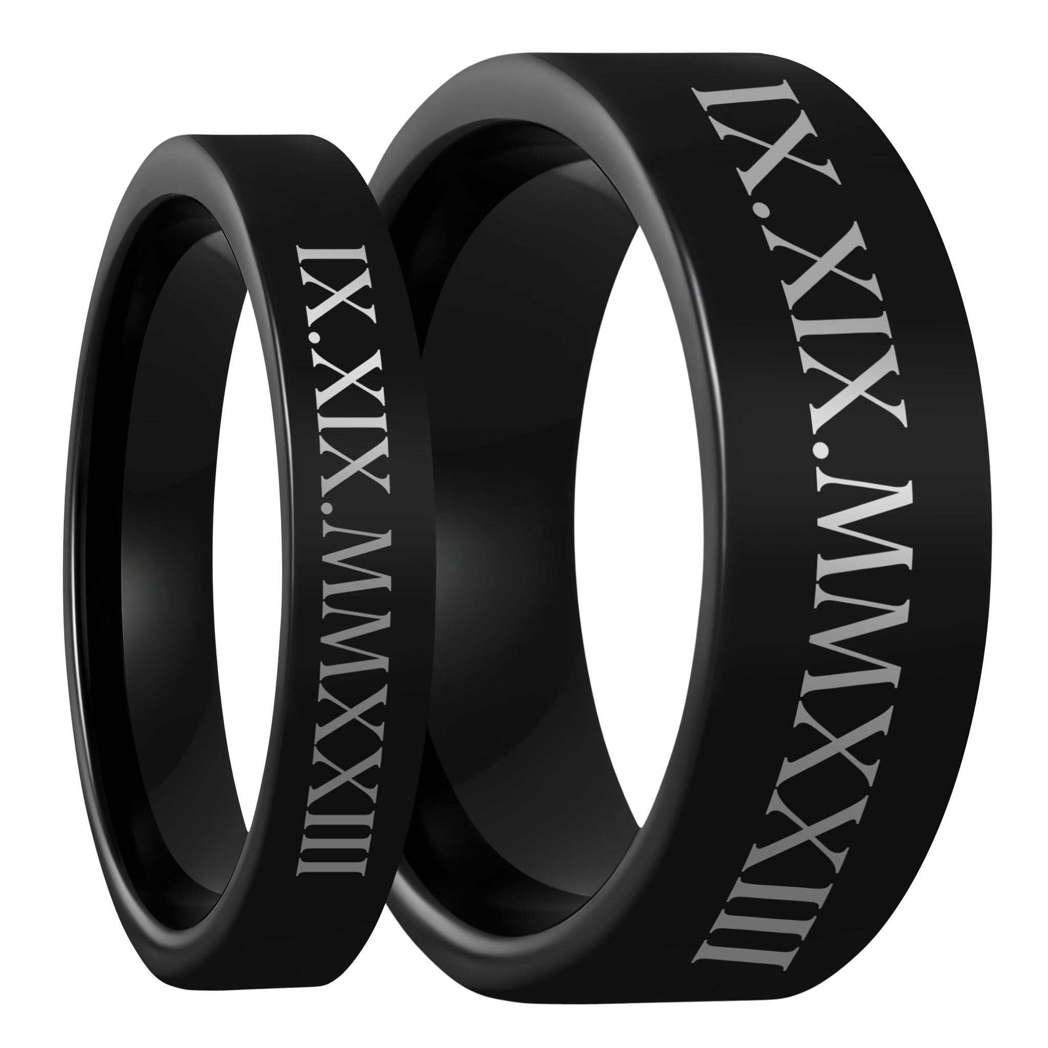 roman-numeral-date-black-tungsten-couple-s-matching-ring-set