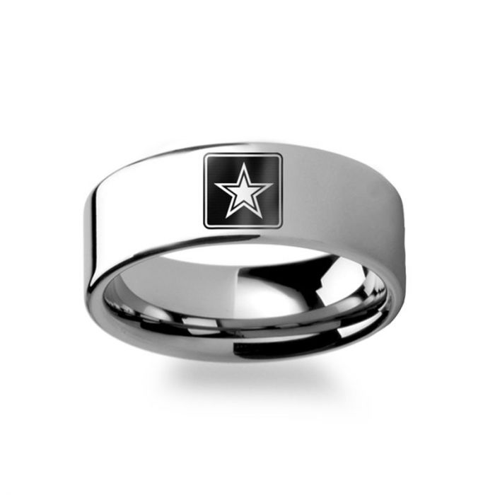 Army Symbol Engraved Tungsten Ring