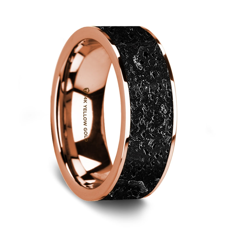 Mens black wedding deals band with rose gold