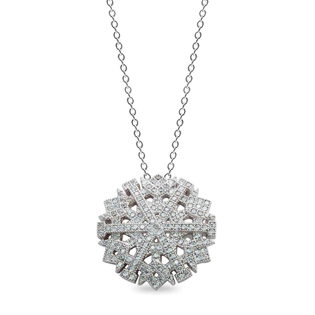 Snowflake Pendant with 139 Simulated Diamonds