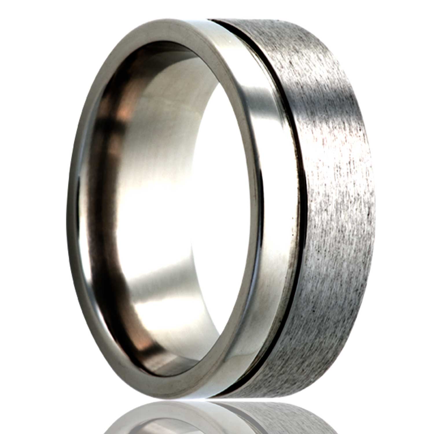 Titanium Polished X-Design 8mm Satin Center Ridged Edge Band