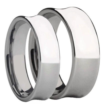 Concave Tungsten Couple's Matching Wedding Band Set