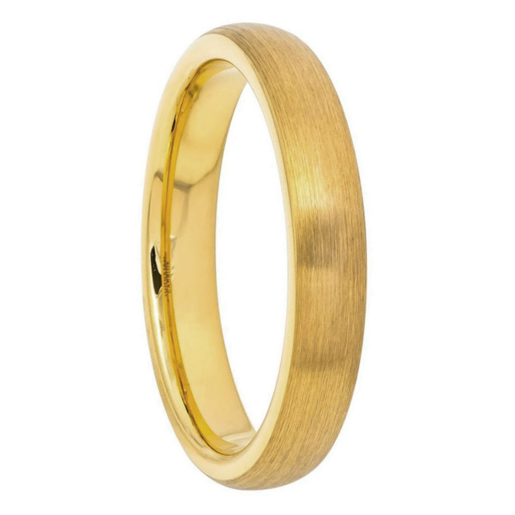 Brushed Gold Tungsten Domed Women's Wedding Band