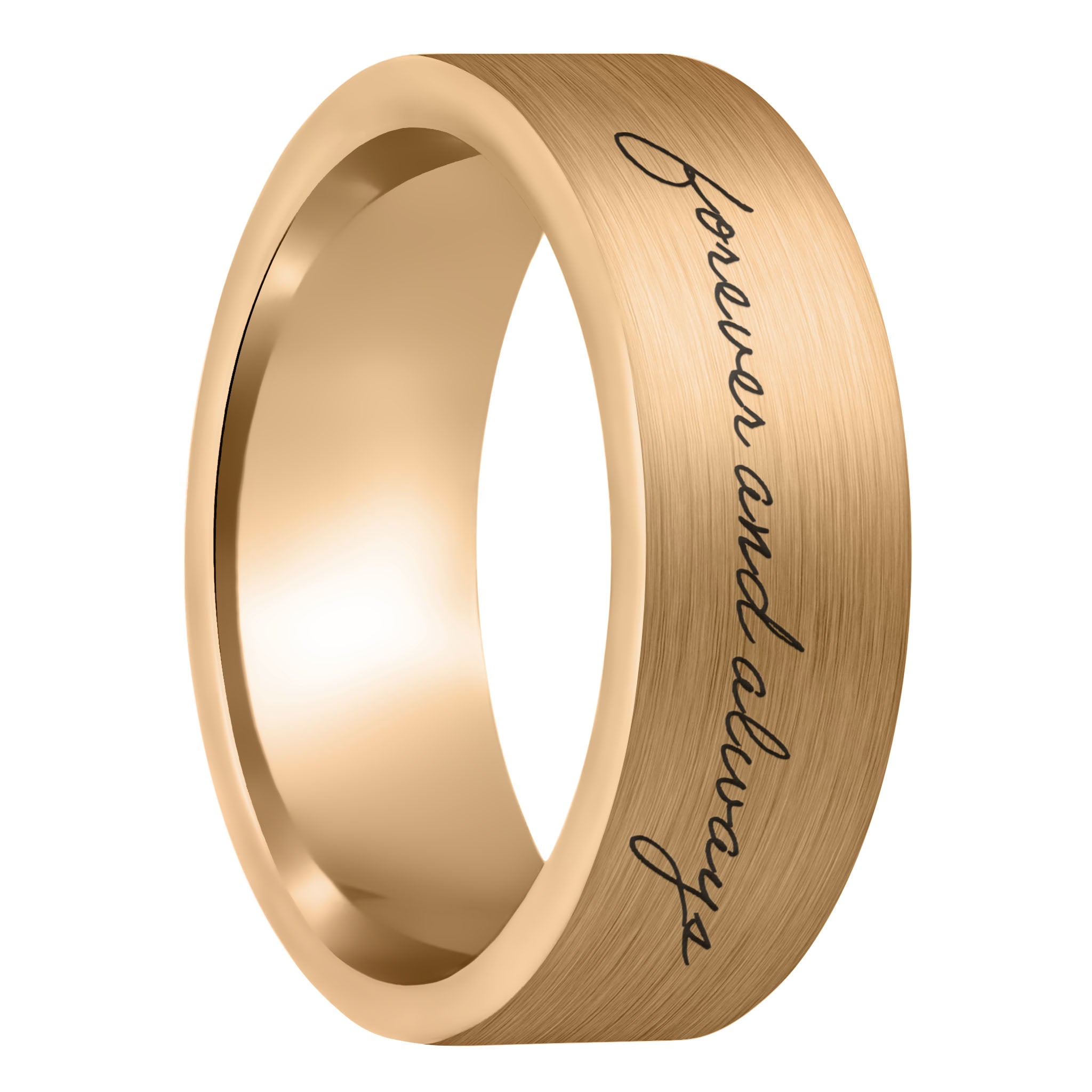Custom Handwriting Brushed Rose Gold Tungsten Men s Ring Vansweden Jewelers