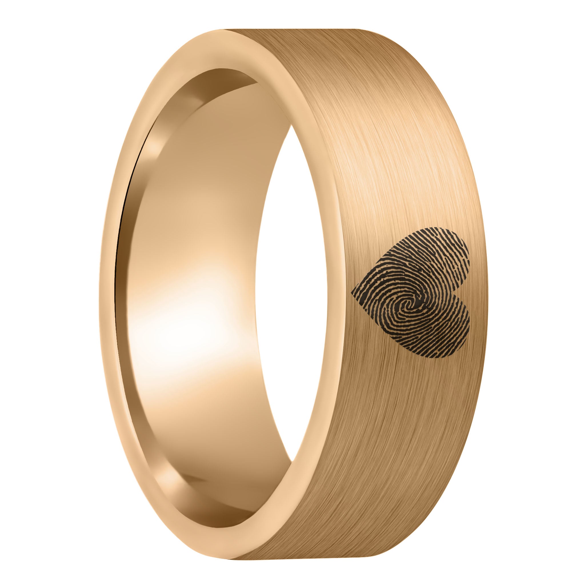 Custom Actual 2024 Fingerprint Ring Rose Gold Engraved Wedding Band Polished Titanium Ring- 5mm