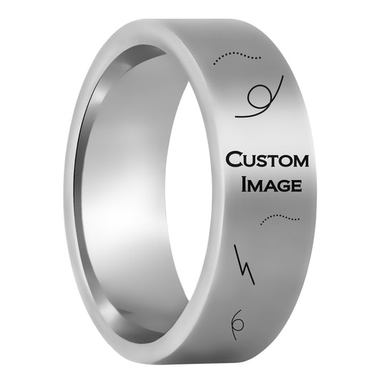 Custom Image Engraved Tungsten Men's Ring