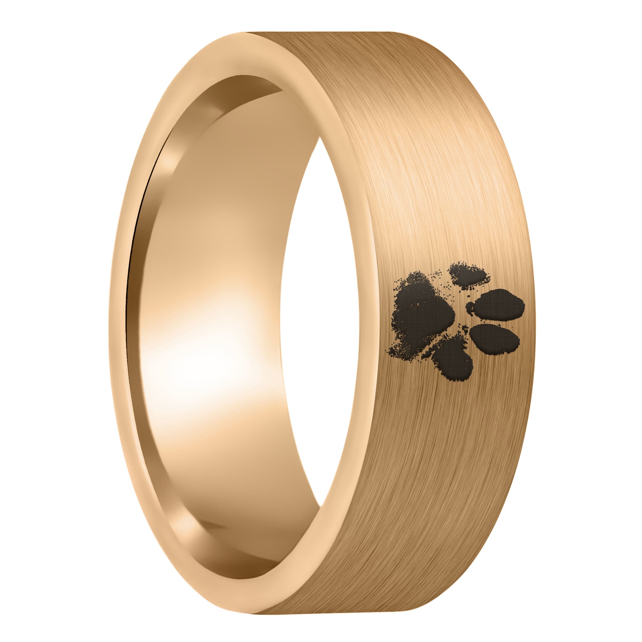 Custom Paw Print Brushed Rose Gold Tungsten Men s Ring Vansweden Jewelers