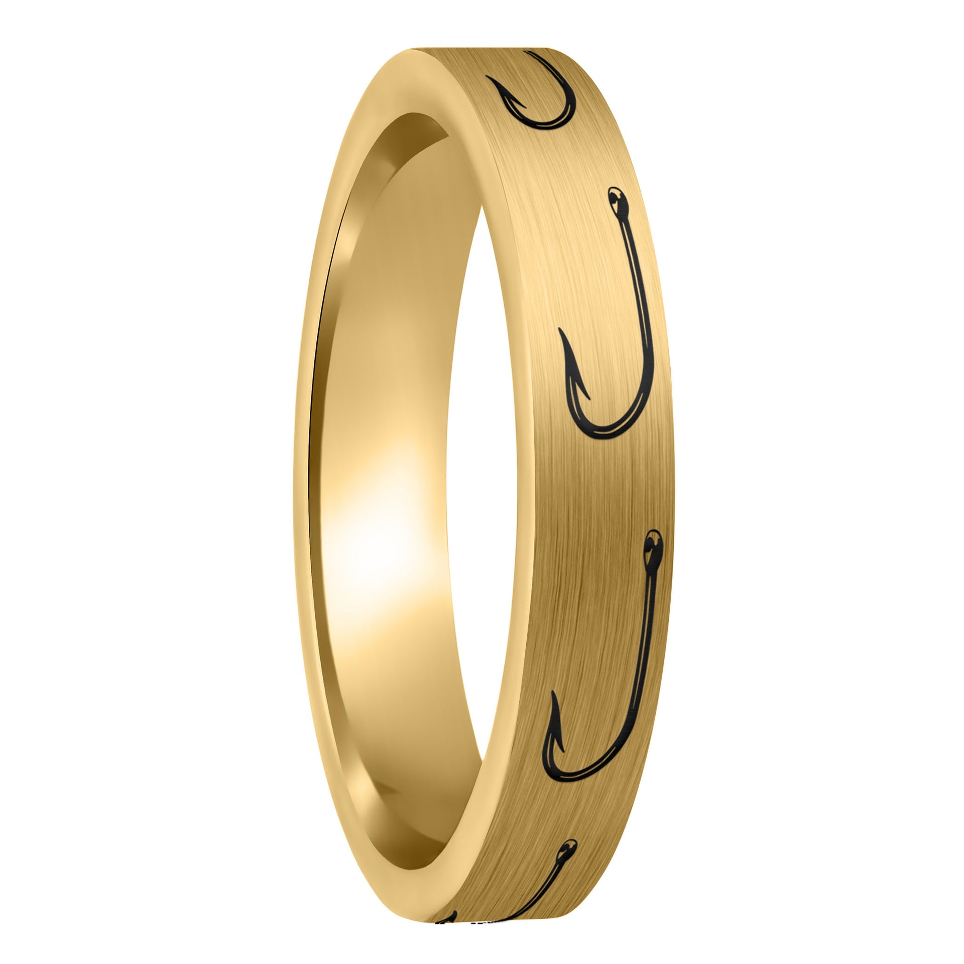 The Interlock  Fishing Hook Birdseye Maple Men's Wedding Bands -  Gentlebands