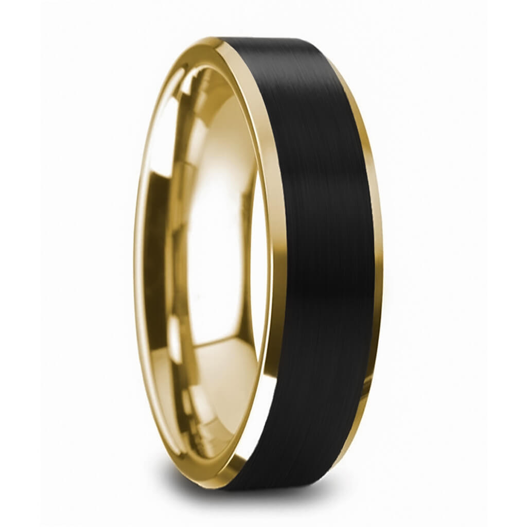 Anillo de oro con tungsteno para hombre con centro negro