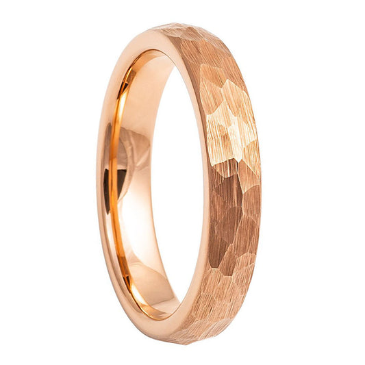 Hammered Rose Gold Brushed Tungsten Women's Wedding Band