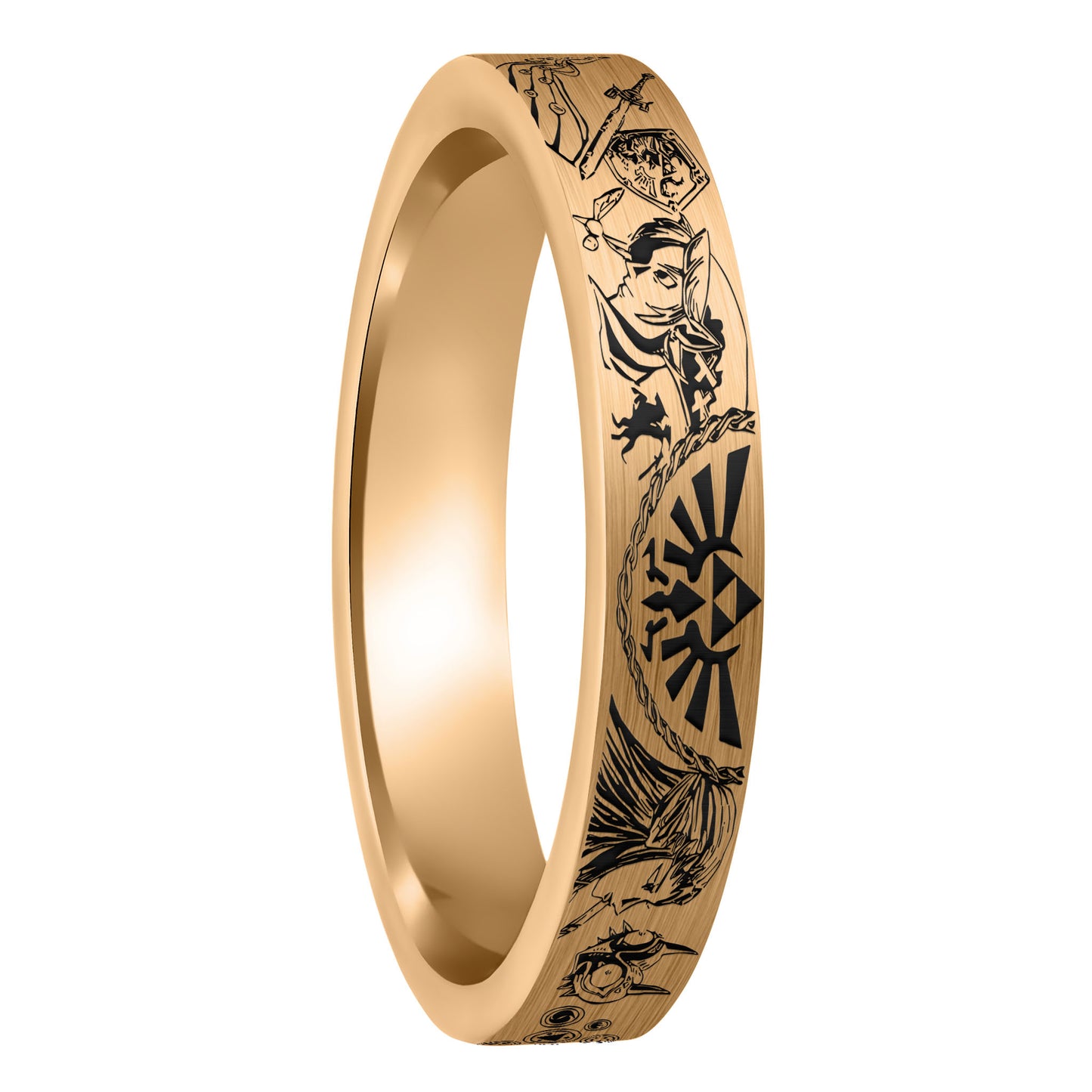 Legend of Zelda Brushed Rose Gold Tungsten Women's Wedding Band