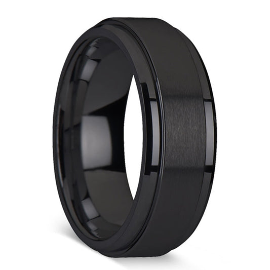 Alianza de boda Spinner de tungsteno negro para hombre