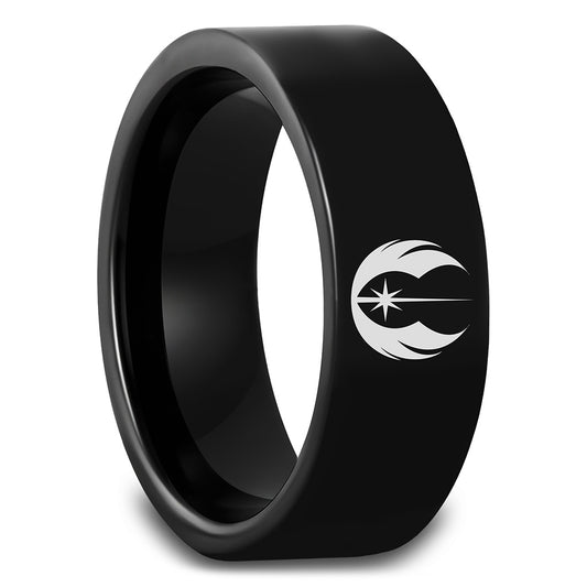 Star Wars Jedi Order Symbol Black Tungsten Wedding Band