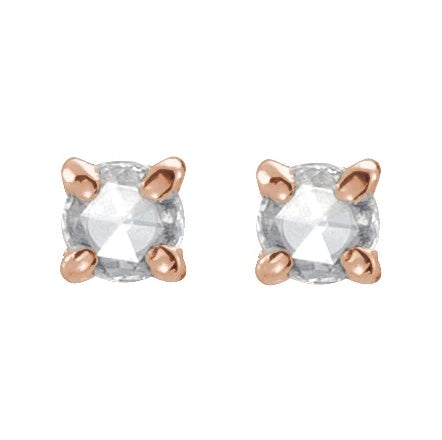 14K Gold Push Flat Back outlet Diamond V Shape Earring