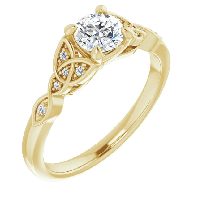 14k Yellow Gold Diamond Solitaire Engagement Ring Trinity Knot Shank
