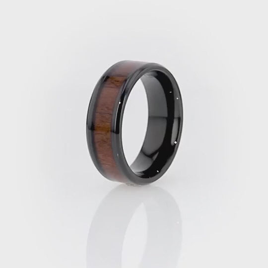 Black Titanium Couple s Matching Wedding Ring with Black Walnut Wood