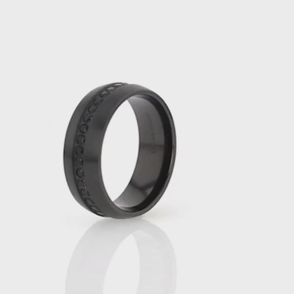 Black Titanium Men's Ring with Black Sapphires