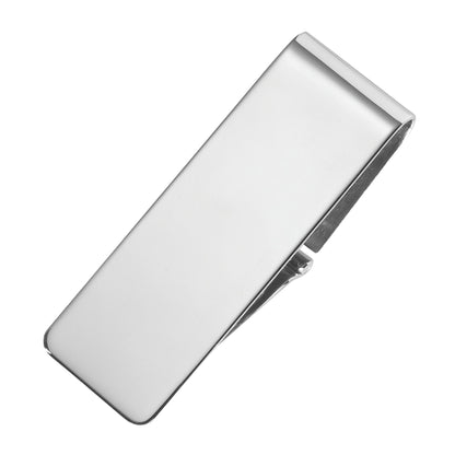 A polished hinged money clip displayed on a neutral white background.