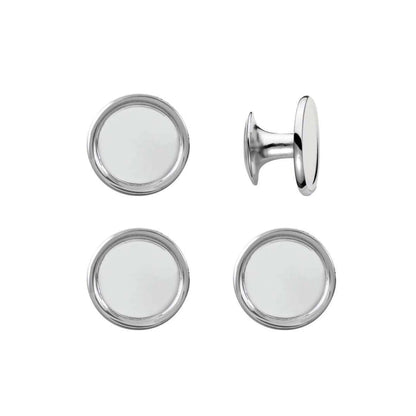 A round rimmed four piece stud set displayed on a neutral white background.