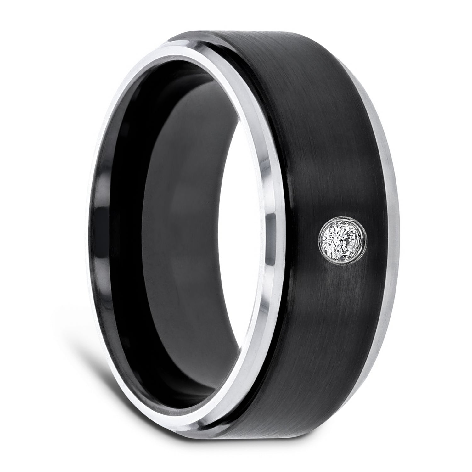 Alliance pour homme avec diamants en c ramique noire Bijoutiers