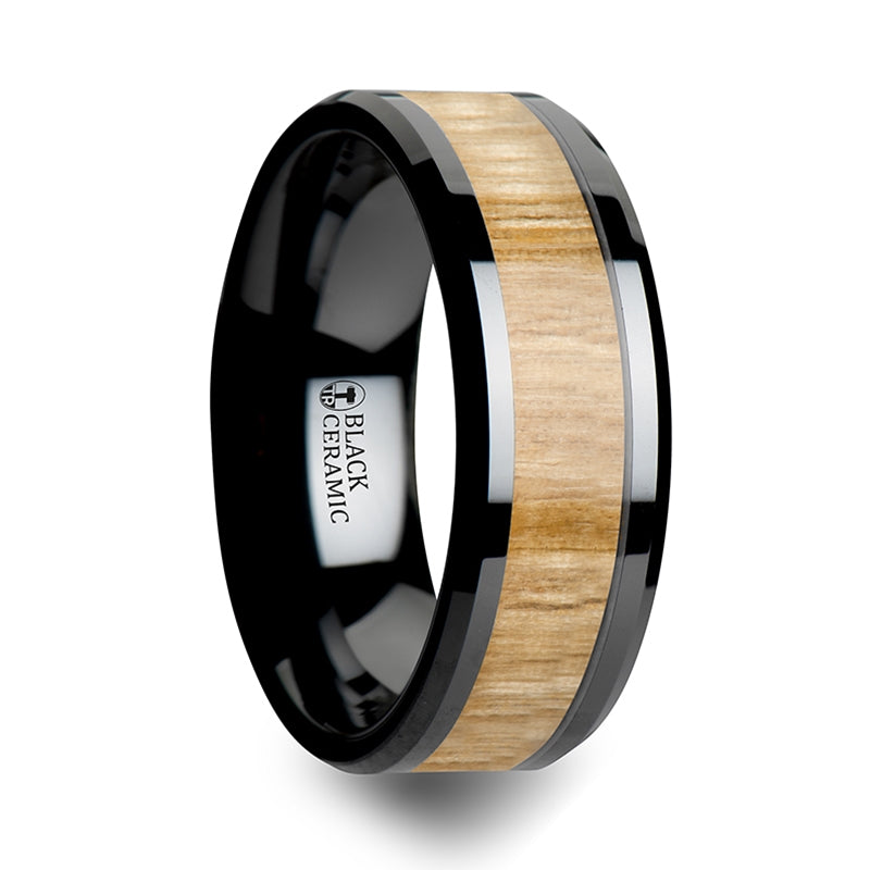 Black ceramic deals wood inlay rings