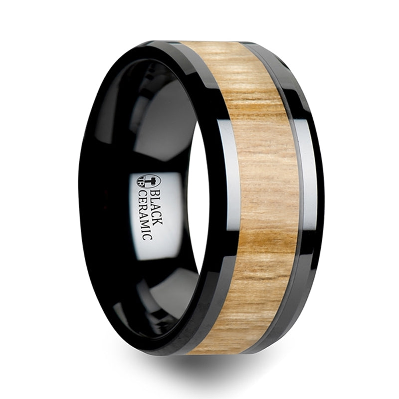 Ceramic and wood wedding band clearance