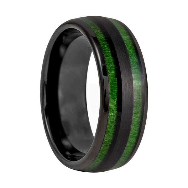 High Quality Mens Black and Wood offers Inlay Tungsten Carbide Wedding Band