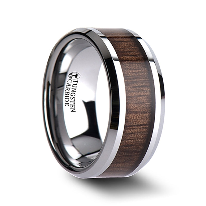 Mens wood ring wood ring wooden ring wood wedding band Asymmetric Walnut Sterling Silver mens wood wedding band wood wedding store band