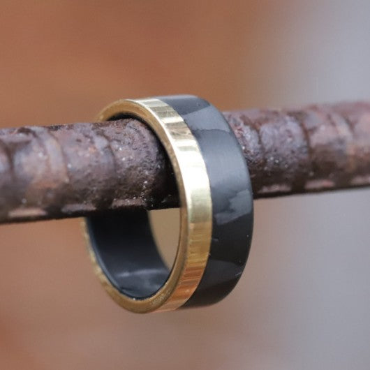 Carbon Fiber & Yellow Gold Men's Ring | Vansweden Jewelers