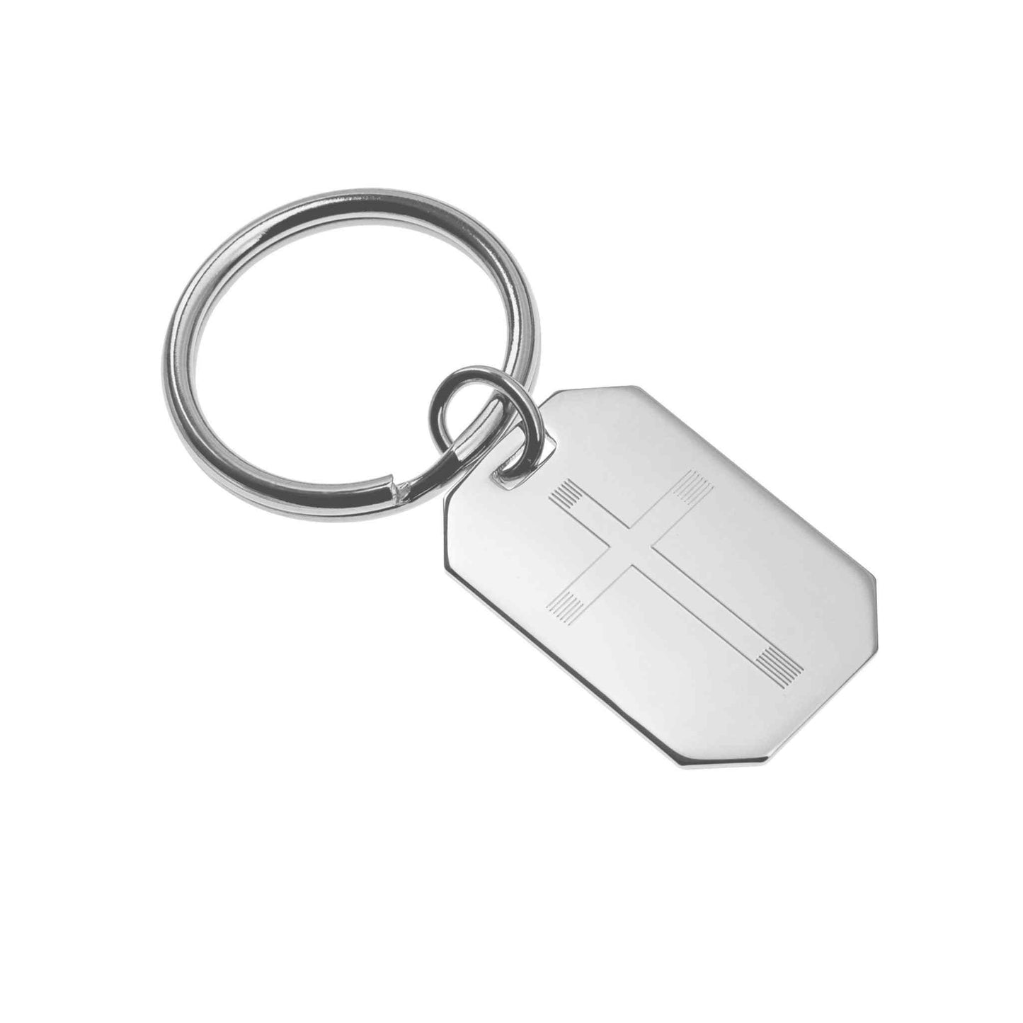 A cross key ring displayed on a neutral white background.