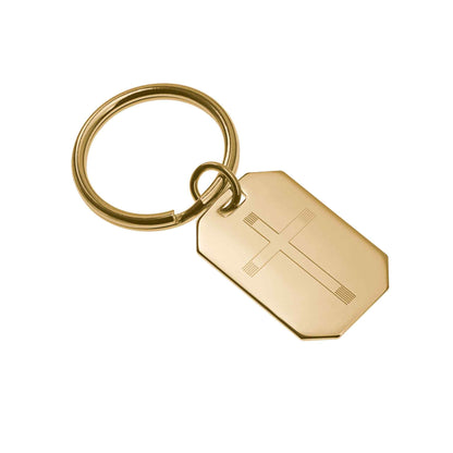 A cross key ring displayed on a neutral white background.