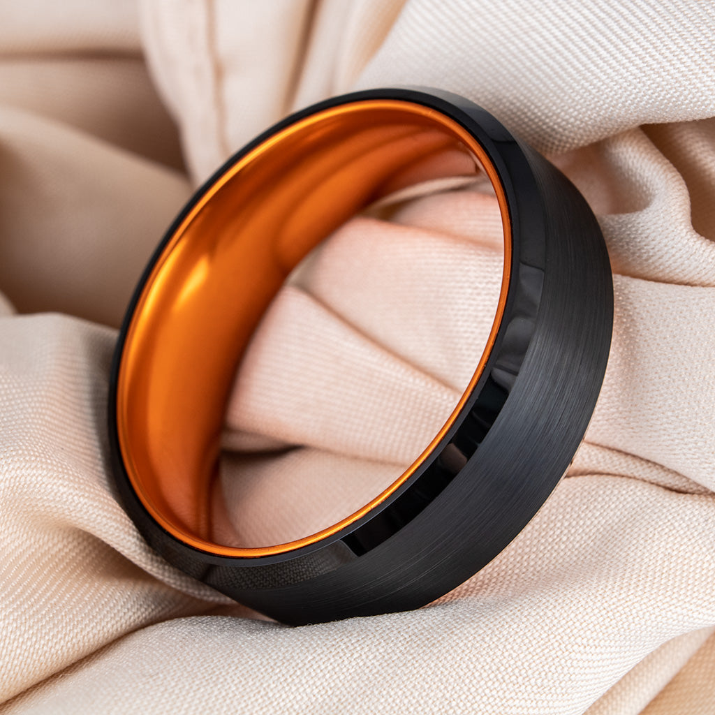 Mens wedding deals bands orange