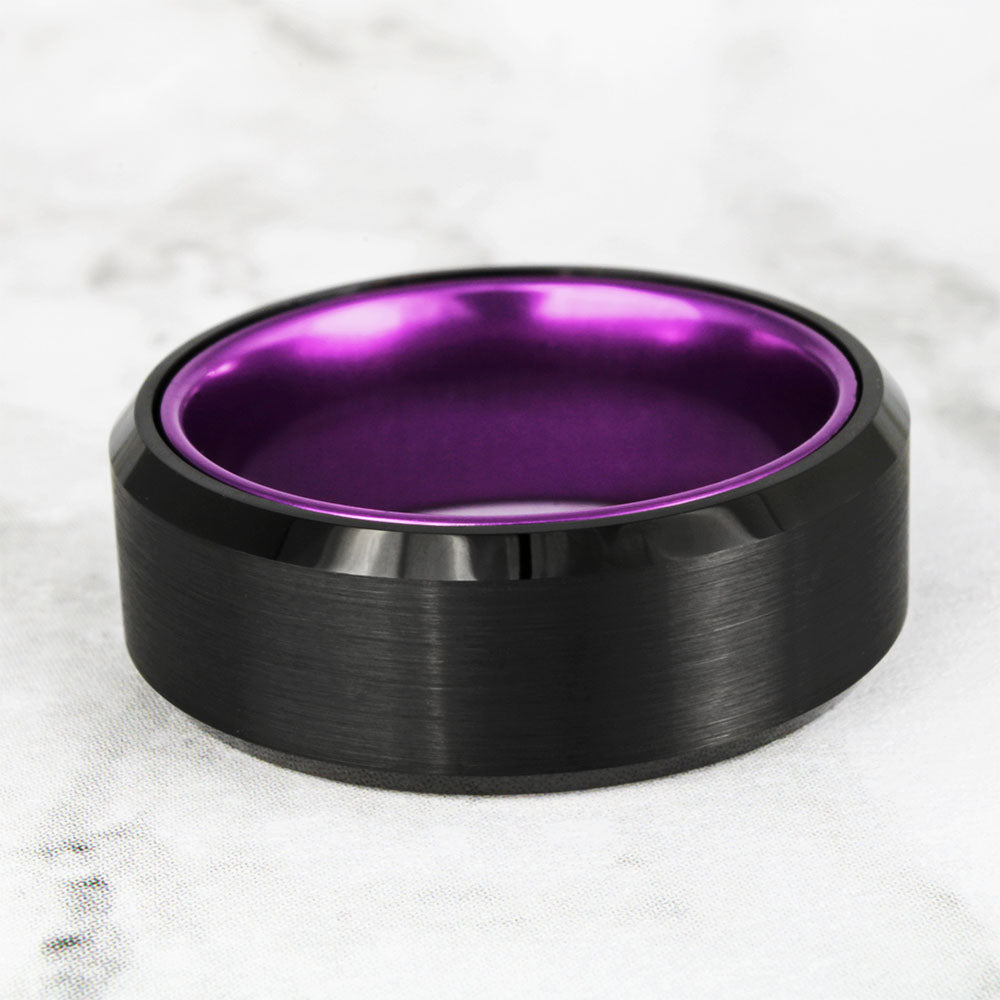 Anillo de tungsteno para hombre morado y negro Joyeros Vansweden