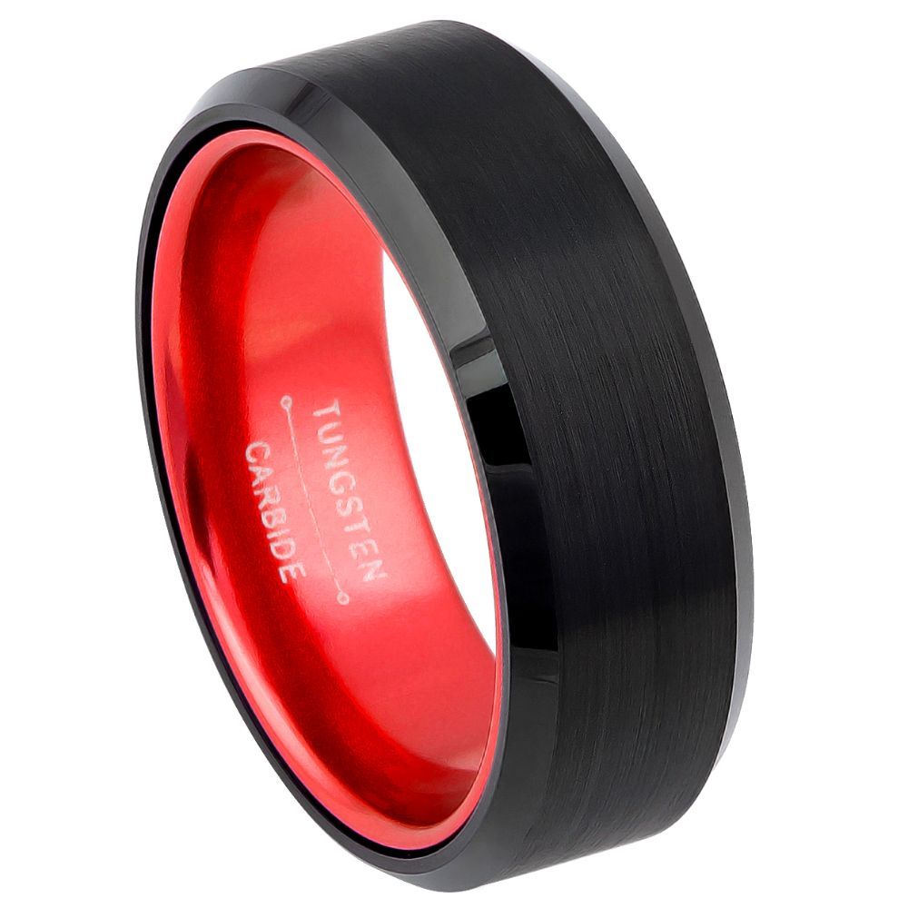 Red tungsten wedding on sale bands