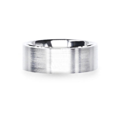 Flat Brushed Silver Men's Wedding Band