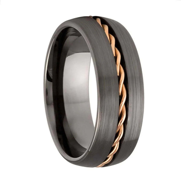 Rose Gold Tungsten Wedding Ring,Gunmetal Tungsten Wedding Band,18k Rose Gold,Tungsten Carbide Ring,Men & outlet Women,Unique Tungsten Wedding Ring