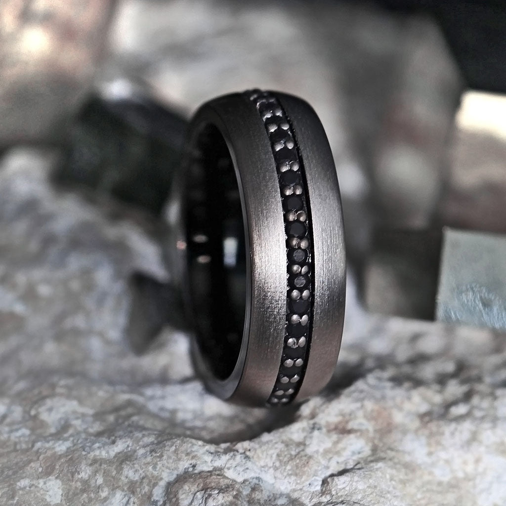 Gunmetal wedding deals band mens