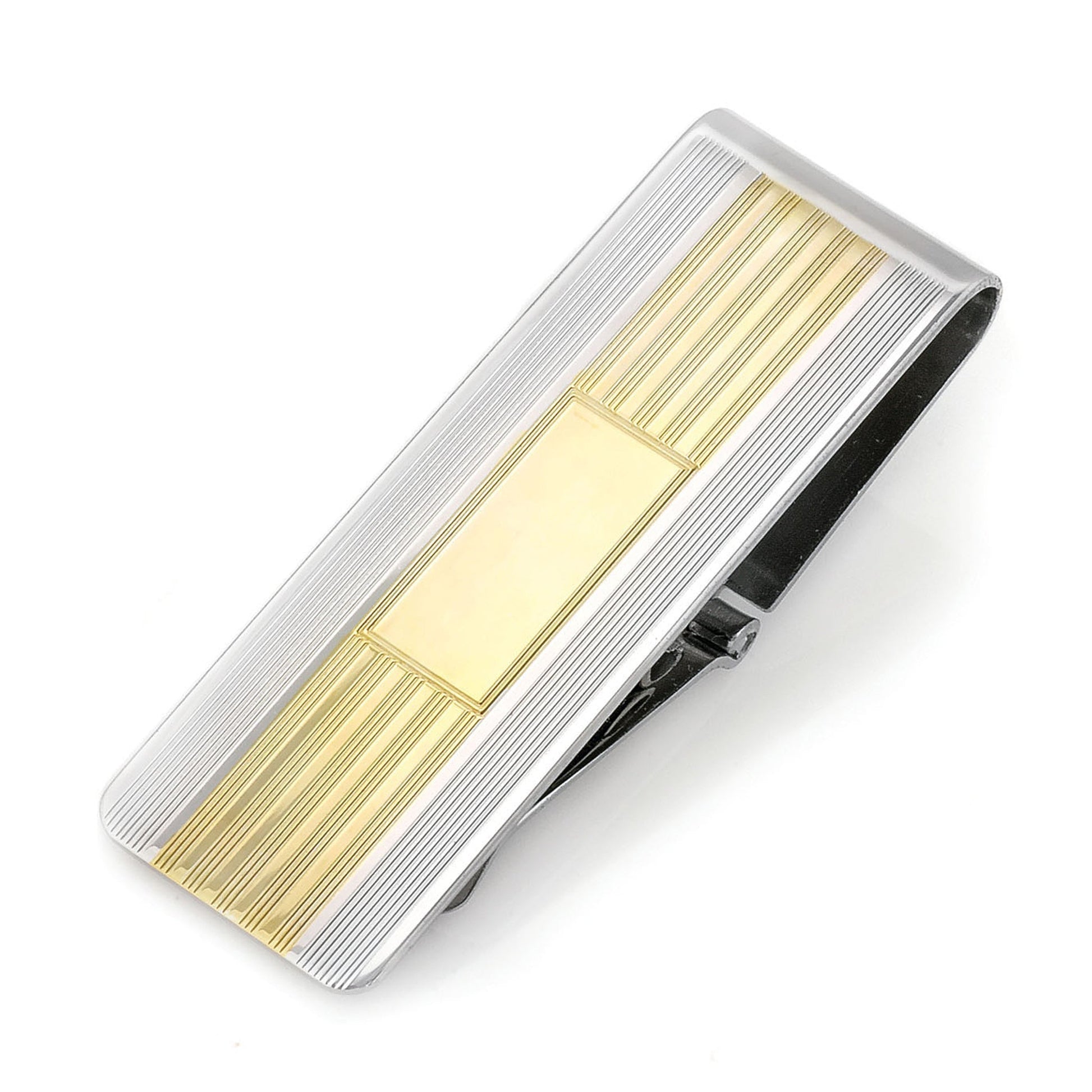 A hinged money clip displayed on a neutral white background.