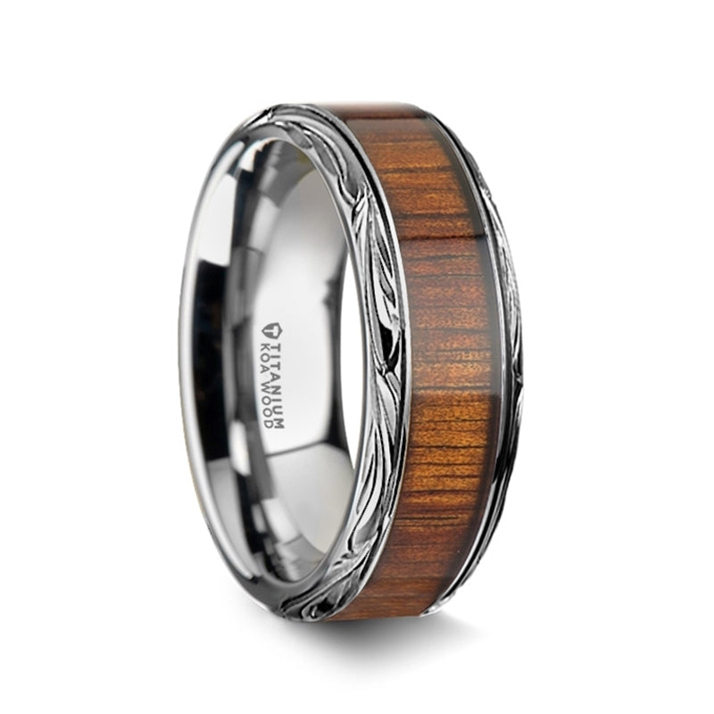 Koa Wood Wedding Band | Titanium Ring | Titanium Wedding Ring | Anniversary Ring | 8mm Titanium sold Ring | Koa Wood Ring