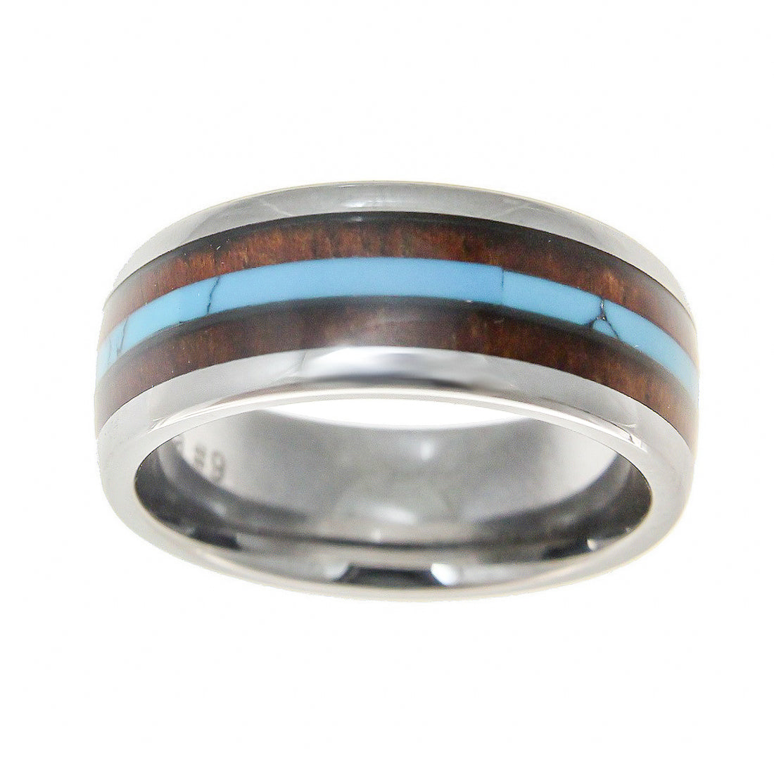 Koa wood turquoise ring deals