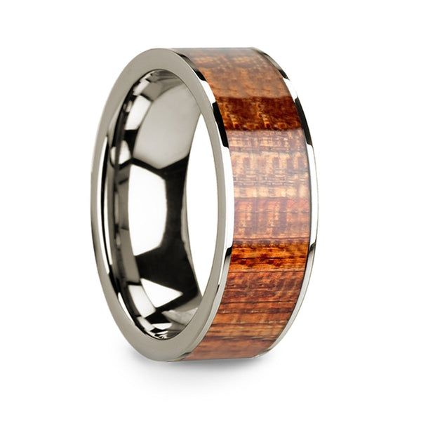 Mahogany Wood Ring Mens Wedding Band Titanium Ring selling 9mm Engagement Band Man Mahogany Wood Wedding Band Polished Gold Ring 18k Gold Plate Ring