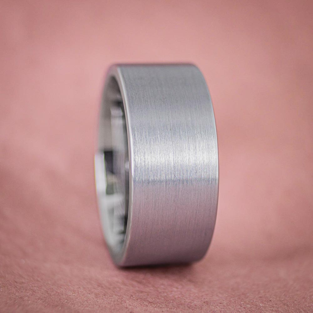 Mens wedding bands brushed on sale titanium