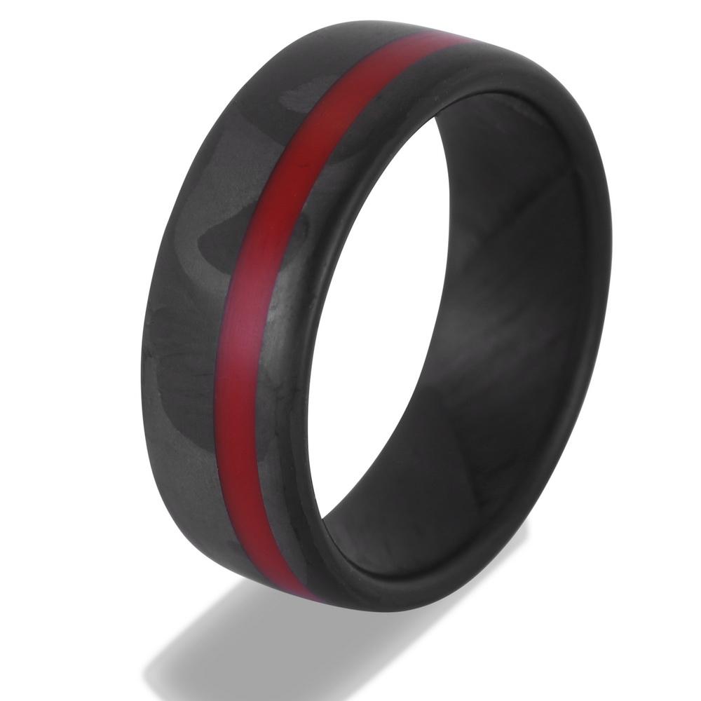 Red Stripe Carbon Fiber Men s Ring Vansweden Jewelers