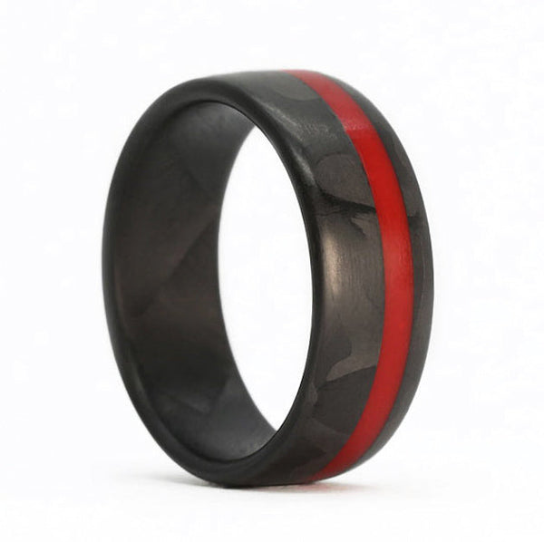 Thin red line men's wedding band outlet