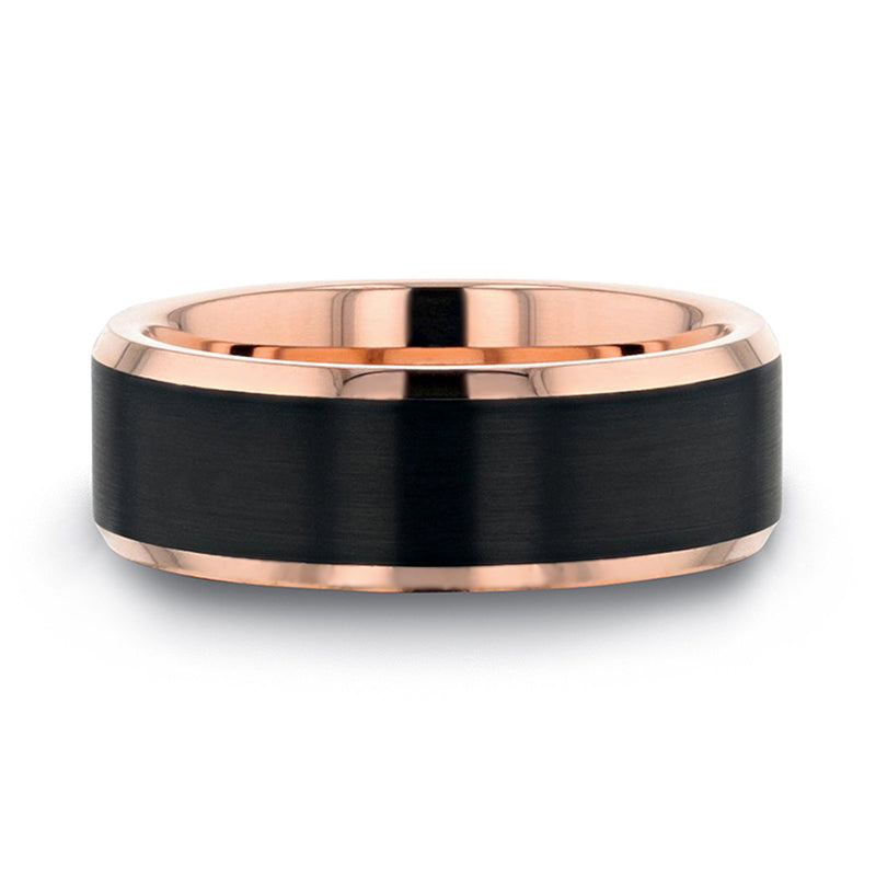 Rose Gold & Black Tungsten Men's Ring