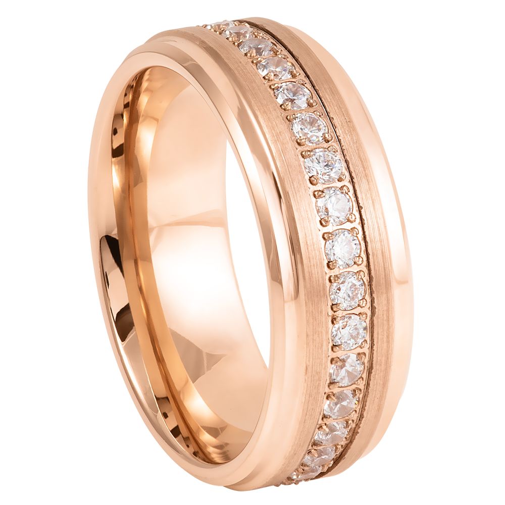 Rose Gold Tungsten Men's Ring with CZ | Vansweden Jewelers