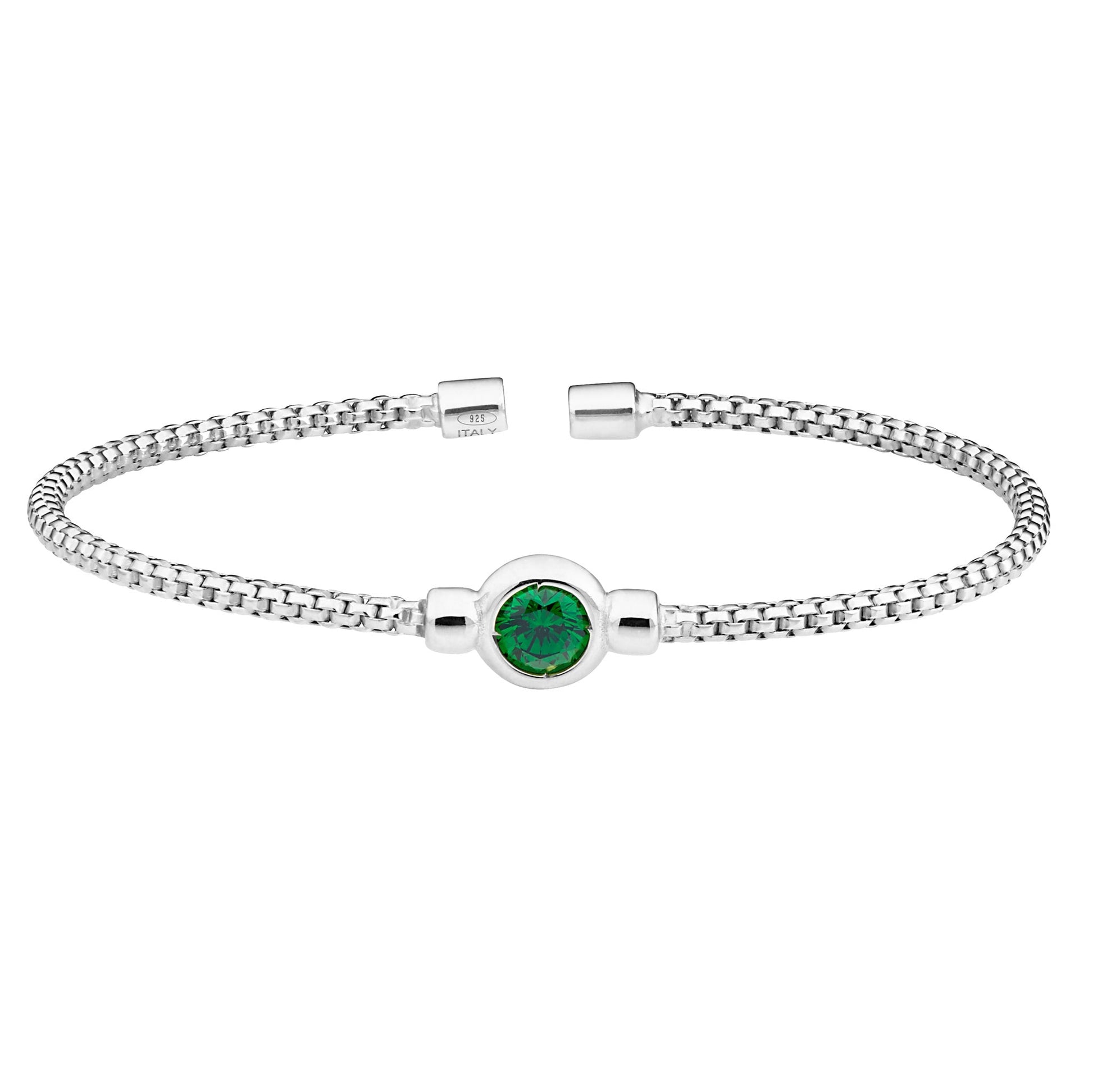 A gemstone flexible cable box link bracelet displayed on a neutral white background.